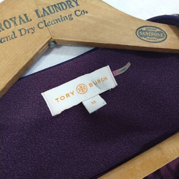 Tory Burch Kennedy Metallic Tweed Jacket Size 12 Purple Plum Sequin Shimmer - Picture 7 of 11